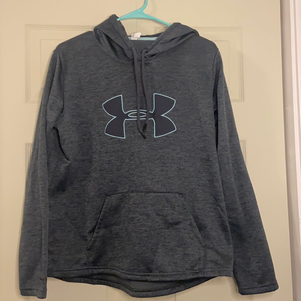 Grey and blue underarmour hoodie
